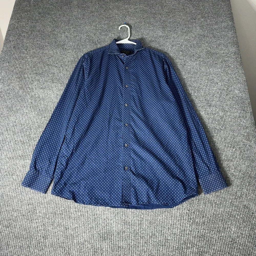 Banana Republic Button Up Mens L Blue‎ Paisley Non-Iron Standard Fit Cotton